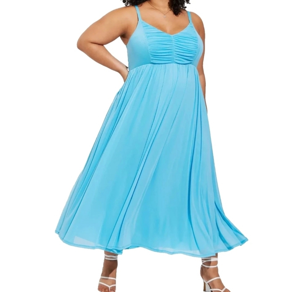 Torrid Soft Pleated Mesh Maxi Dress